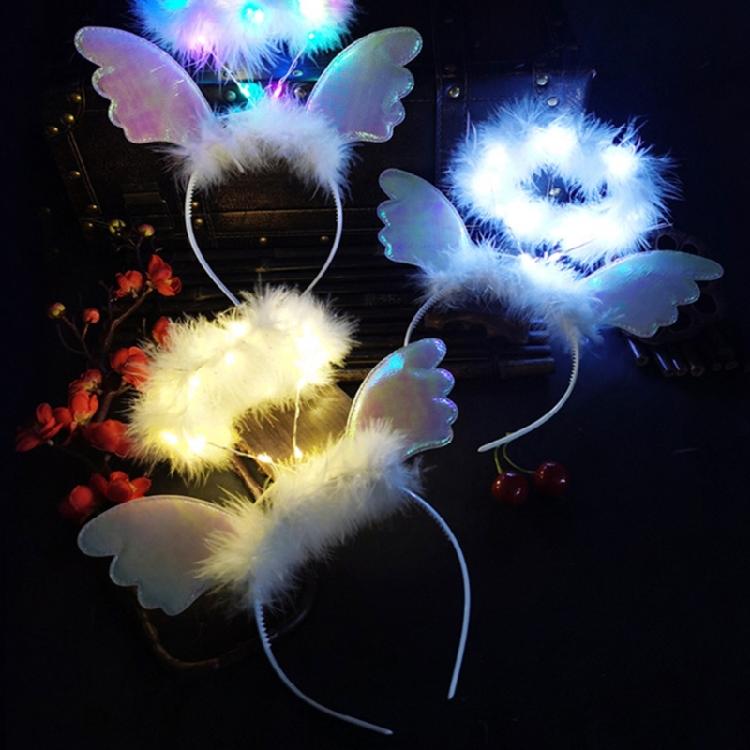 Girls Angel Wing Halos LED Hairband for Woman Halloween Concerts Party Headband