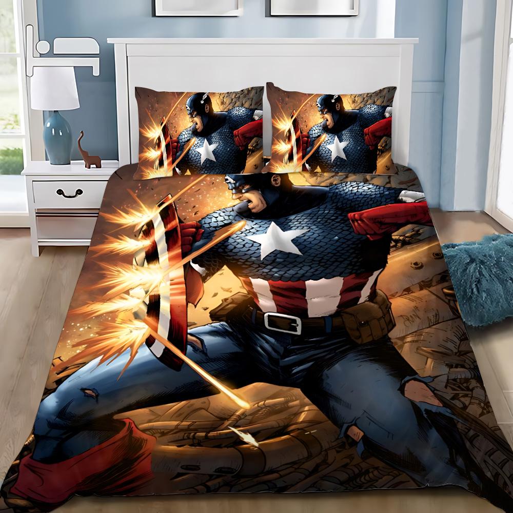 Heiße Captain America Bettwäsche-Set Kissenbezug Superhelden Bettwäsche-Set Erwachsene Junge Mädchen Schlafzimmer Dekoration Einzel Doppel Große Größe
