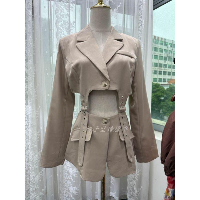 

Заказ внешней торговли F **21 Модный костюм гяру с открытой талией Элегантный сексуальный костюм Верхняя одежда Топ Apricot Reveal Suit M