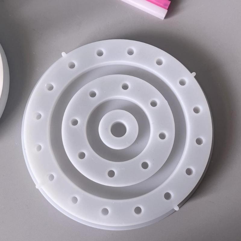 Multi Hole Circular Shape Silicone Candle Holder Molds Easy Demolding For Epoxy Resin Candlestick Plate Home Decoration