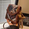 Women's Fashionable Red Ethnic Crossbody Phone Bag 
