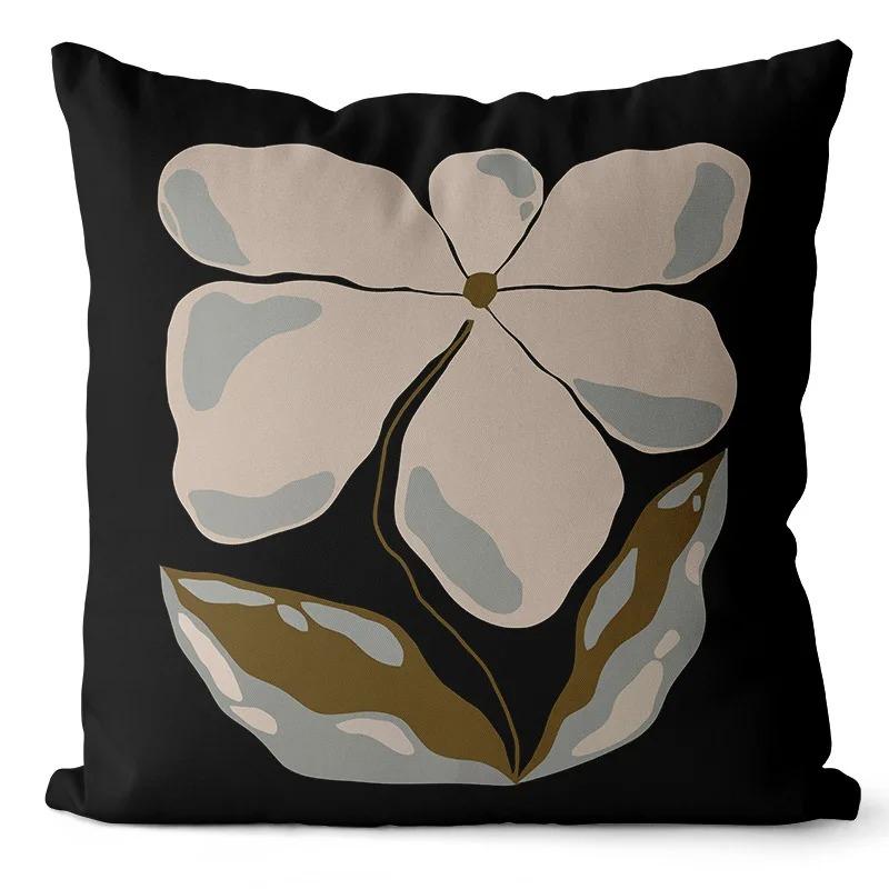 Office Living Room Home Pillowcase Black and White Simple Abstract Pattern Pillowcase Car Ornaments