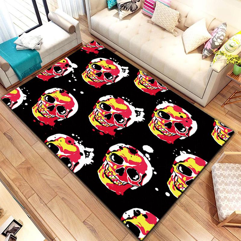 Vintage prydnadsskallar Rosmönster matta för mattor i vardagsrummet Camping Stranger Things Picknickmatta Anti-halk E-sportmatta