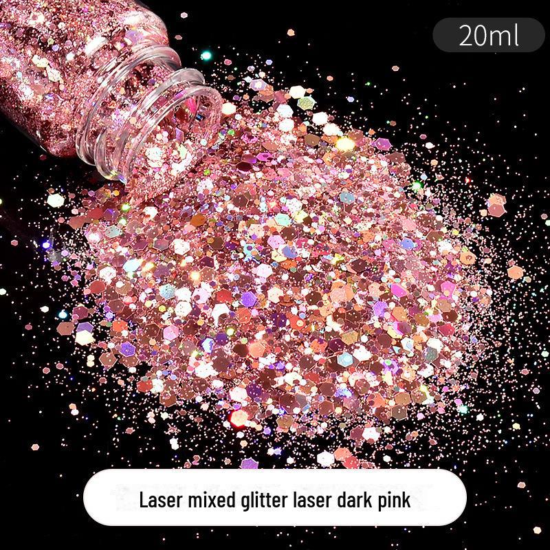 DIY Crystal Glue Glitter Mix: Handmade Hemp, Fine Powder, Laser, Hexagonal Glitter Sequins, 20ml