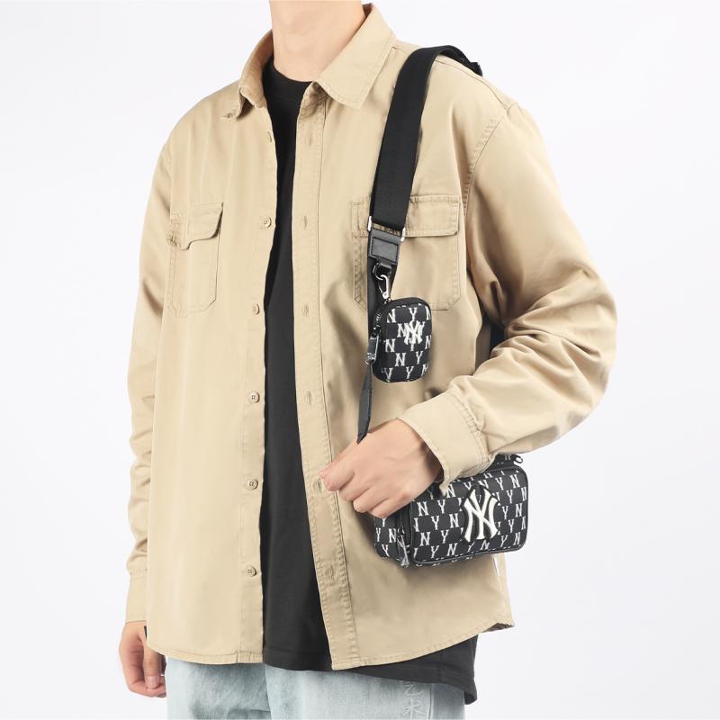 New MLB Monogram Collection Polyester Combo Bag Camera Bag Shoulder Bag Crossbody Bag Mini Unisex Black 3ACRS012N-50BKS