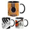 Music Theme Mug Coffee Mug Guitar Piano Violin Ceramic Cup Comfortable Handle Patterned Drinkware Home Office Desk Tea Cups