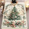 Vintage Watercolor Christmas Tree Throw Blanket, Cozy Festive Flannel Blanket for Couch Bed Decor