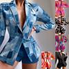 European and American Women's Clothing Fashion Suit Print Shorts Suit Long Sleeve Printed Shorts Suit