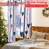 2D Flat Printing  2pcs HeartsandStripes Chic Fashionable Curtains Polyester Easy Install Curtains Outdoor Decorations for Living