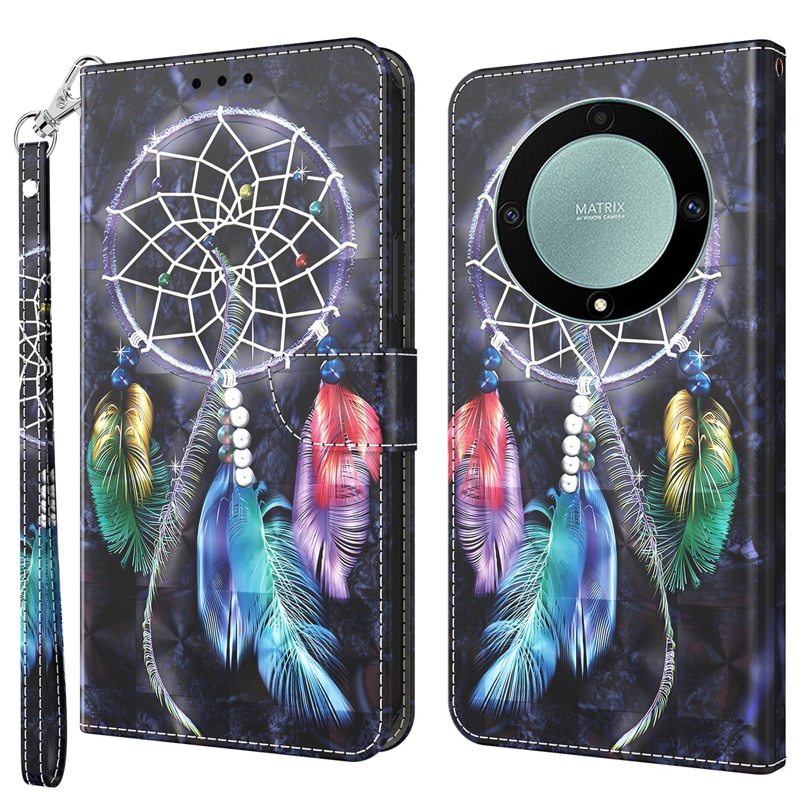 

Для Honor Magic5 Lite 5G/X40 5G/X9a 5G Чехол-кошелек из ПУ кожи с 3D печатью рисунка, чехол для телефона со шнурком Dream Catcher