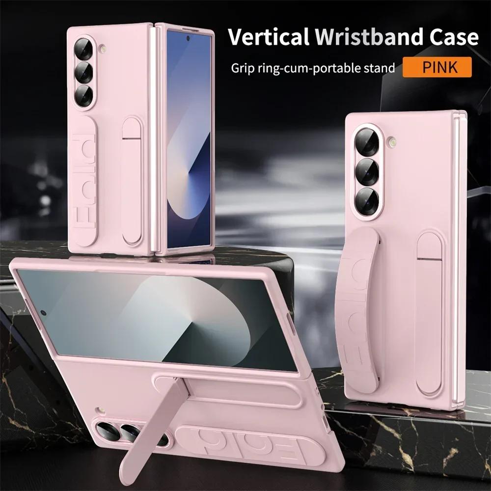 

Fashion Wristband Bracket Stand Case for Samsung Galaxy Z Fold 7 6 5 4 3 ZFold Wrist Hand Strap Solid Color Shockproof Cover Galaxy Z Fold3 5G