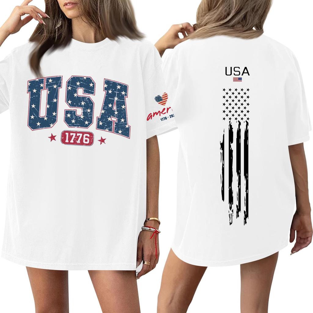 Women's Casual Fashion Round Neck Casual Print Short Sleeve T-Shirt Top