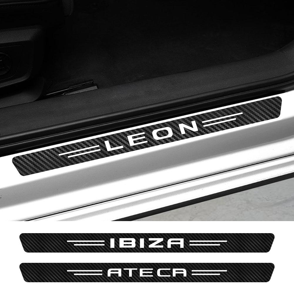 Car Door Sill Stickers Threshold Protector Auto Decoration Tuning DIY Trims Decal Accessories For Seat Leon Ibiza Arona Ateca