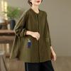 Women's 2025 Cotton Gauze Round Neck Long Sleeve Loose Embroidery Shirt