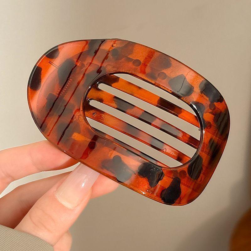 Presilha de Cabelo Oval da Moda para Mulheres Novo Design Leopardo Fosco Curvado Plano Modelador Barretes Acessórios de Cabelo