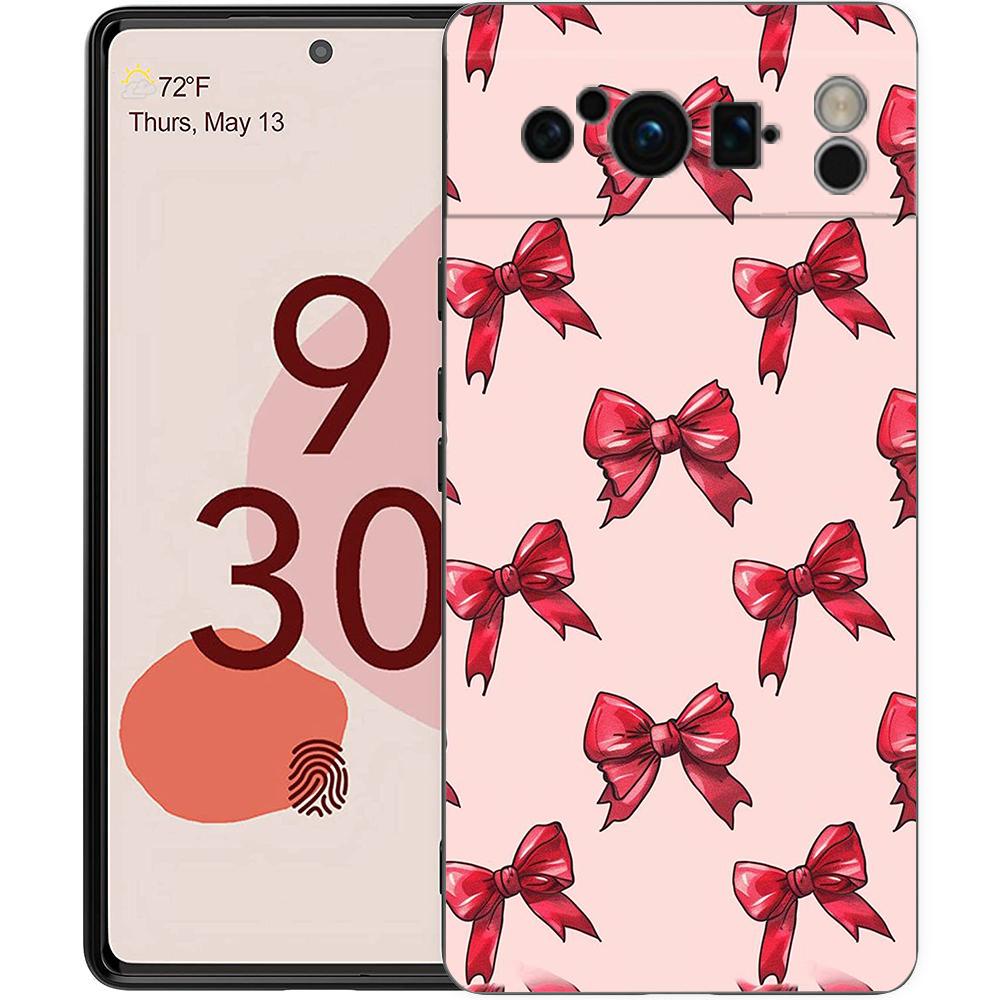 

Милый чехол для телефона с вишневым бантом для Google Pixel 9 8 7 6 Pro XL 8A 6A 7A 5G Мягкий противоударный ТПУ Черный чехол Fundas Pixel 8A