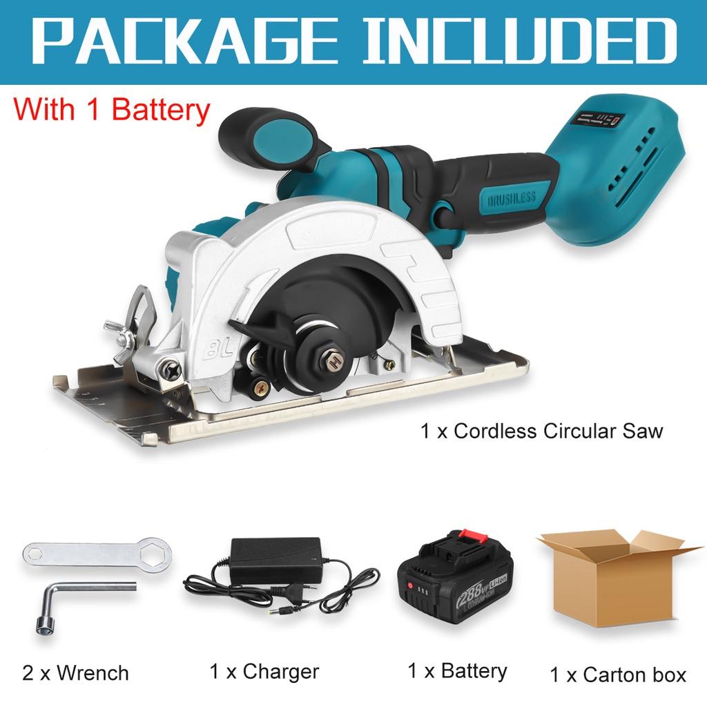 2000W 125mm Brushless Cordless Electric Circular Saw 0- 45° Adjustable Handle Power Tools Woodworking Machine Wood Cutters