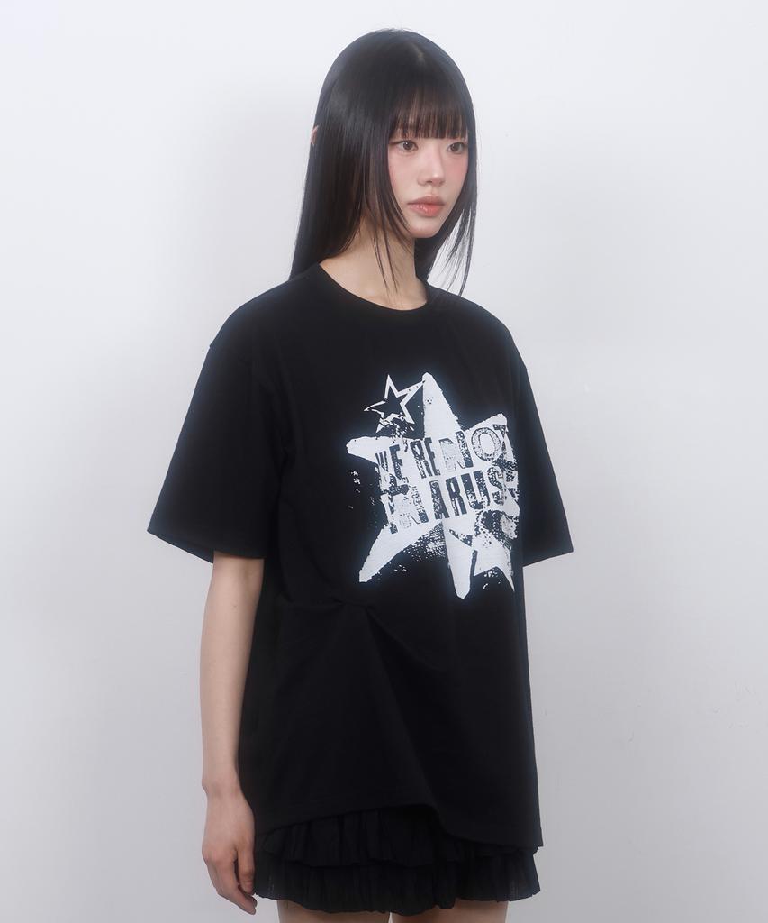 LMR Vintage Star Slub Pintuck Short Sleeve T-Shirt Black