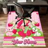 Princess Strawberry Design Area Rug Personalized Name- Non-Slip, Soft & Cozy Floor Mat for Living Room, Office - Indoor/Outdoor Carpet