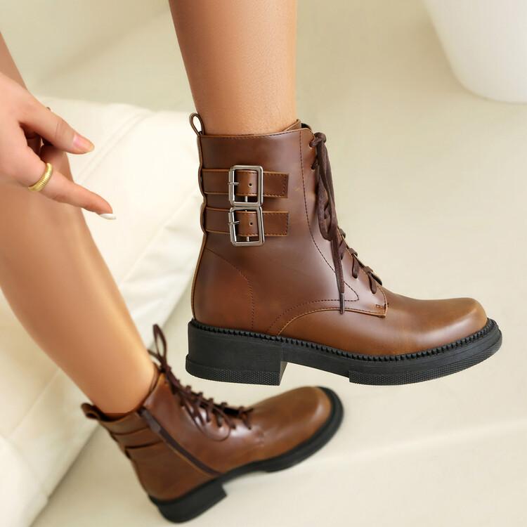 Spring and Autumn Low Heel Short Boots Women's  40-43 Women's Boots Strap Martin Boots