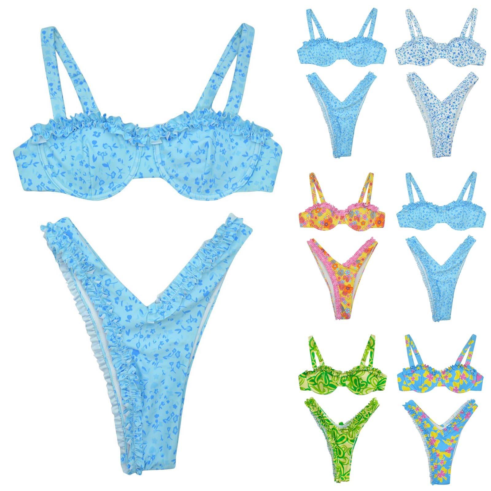 

Women s Fashion Print Bikini Swimsuit (2 Sets With Chest Pad Steel Bra)