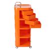 Storage Cart, 4 Tier Storage Cart, Storage Rack with Wheels Rounded Corners Stainless Steel ABS for Homes, Barber Shops Orange