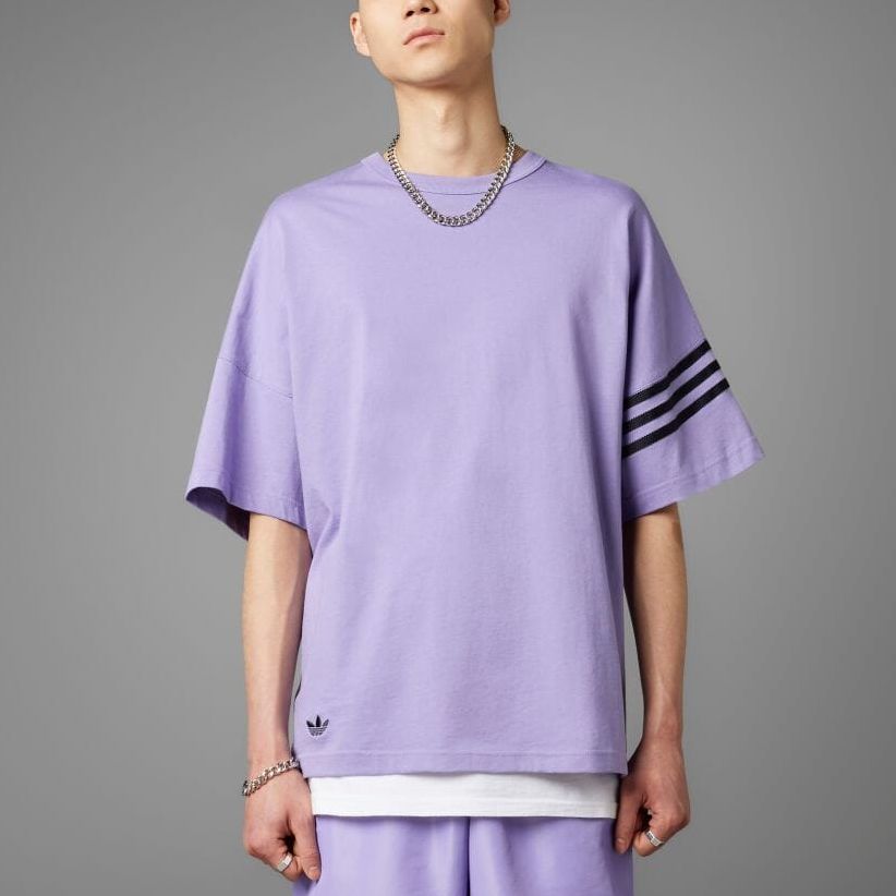Adidas Originals Adicolor Neuclassics Solid Crew Neck Short Sleeve T-Shirt Men Tops Lilac-Purple HR3291