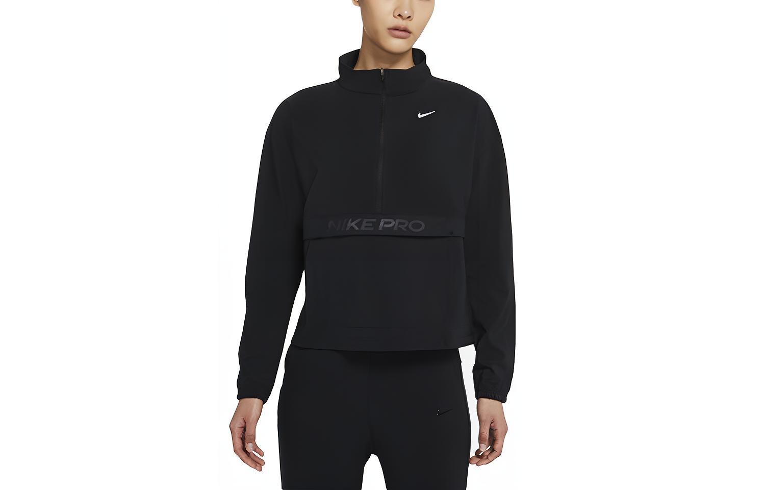 Nike Sweatshirts Women s Black Stand Collar Moderate Regular DA0384-010 M