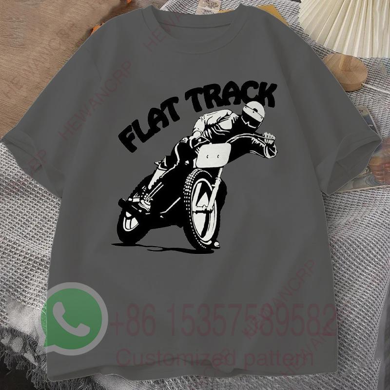 Flat Track Motorcycle Racing Tshirt Mens Tracksuit Cotton Casual Sportswear Crew Neck Pullover Short Sleeve Summer Streetwear