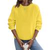 Lockere Passform Damen Hoodie Langarm Pullover Einfarbige Runde Halslinie Lässig