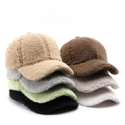 Hat Female Autumn and Winter Personality Retro Solid Color Plush Light Board Baseball Cap Outdoor Travel Warm Cold Cap