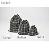 Cotton Linen Grid Storage Bag With Drawstring For Travel And Home Organization