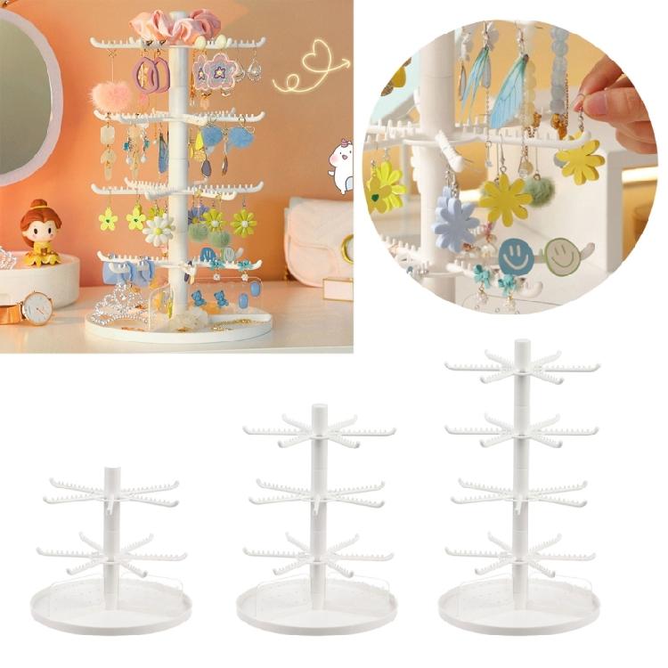 Standing Earring Necklace Holder 2/3/4-Tiers Hanging Jewelry Organizers Display Stand Jewelry Storage Display Tower Rack
