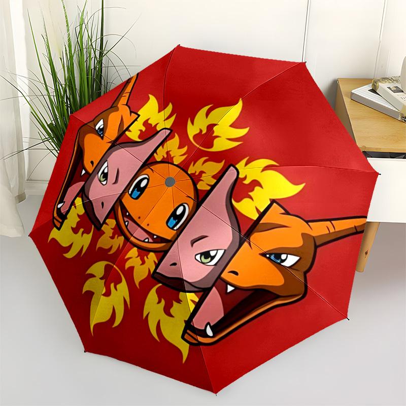 

1pc Charmander Automatic Open/Close Umbrella - Compact Travel Umbrella with 8-Rib Durable Frame, Lightweight & Portable for Commuting, Fashionable Acc
