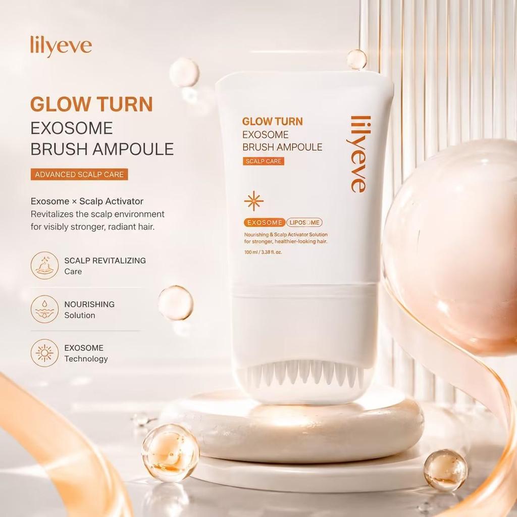 lilyeve Glow Turn Pennello Esosoma Ampolla 100ml siero esosoma per cuoio capelluto con caffeina biotina peptide