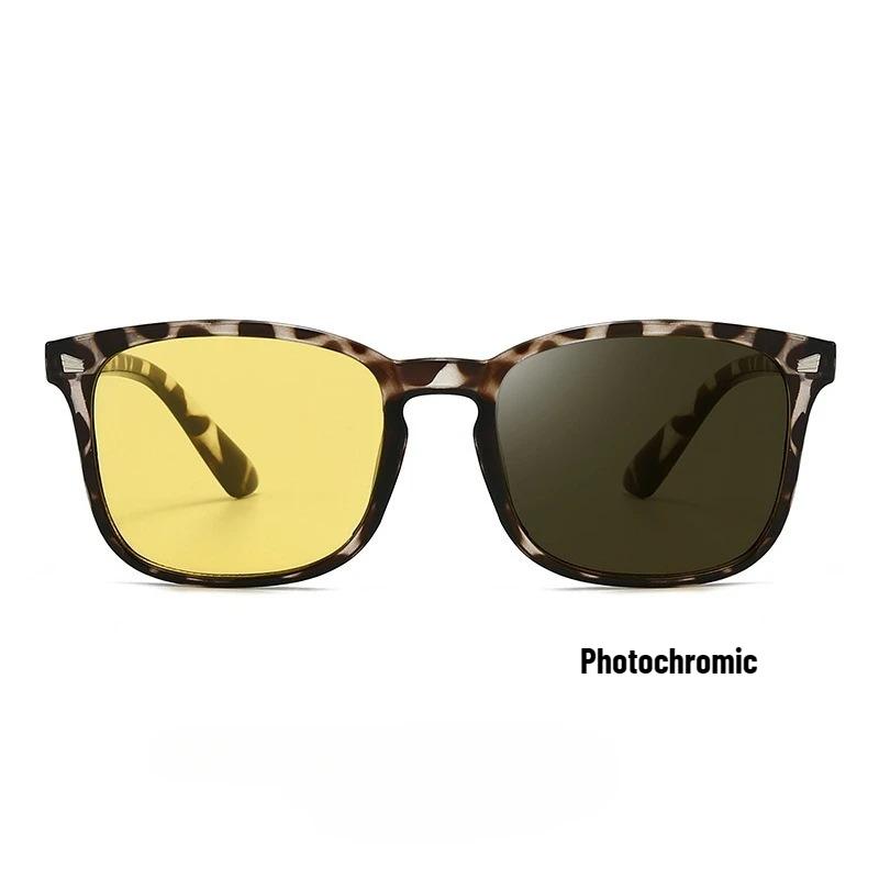 New Square Frame Photochromic Night Vision Sunglasses Night Brightening Driving Glasses Outdoor Sports Cycling UV400 Sunglasses леопардовый