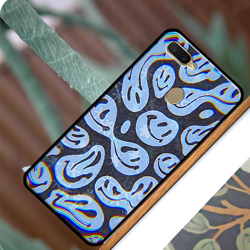 Trippy Smiley Face Pattern Aesthetic For OPPO A74 A54 A94 Case For OPPO A31 A53 A53S A5 A9 2020 A5S A15 A83 A91 A52 A72 Coque