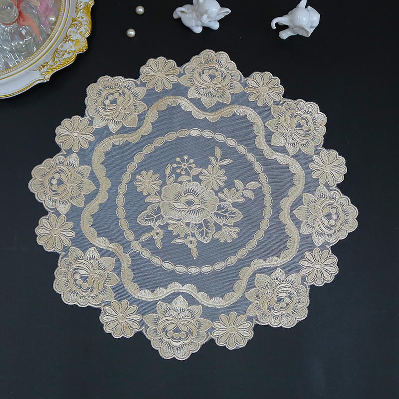 Round Mesh Rose Flower Embroidery Table Cloth Cover Wedding Tablecloth Dining Kitchen Christmas Table Decoration and Accessories