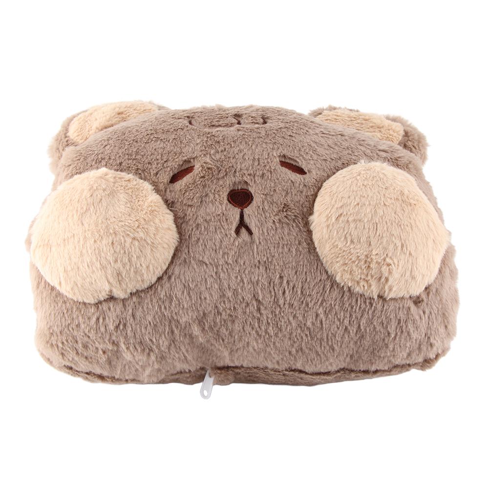 Stuffed Animals Travel Blanket Pillow Set Soft Plush Hugging Pillow Cute Plush Toy with Hand Warmer Design for Travel