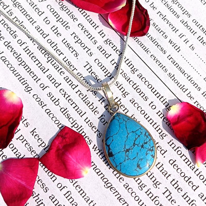 

Handmade antique Turquoise Gemstone 925 Sterling Silver Plated Pendant синий