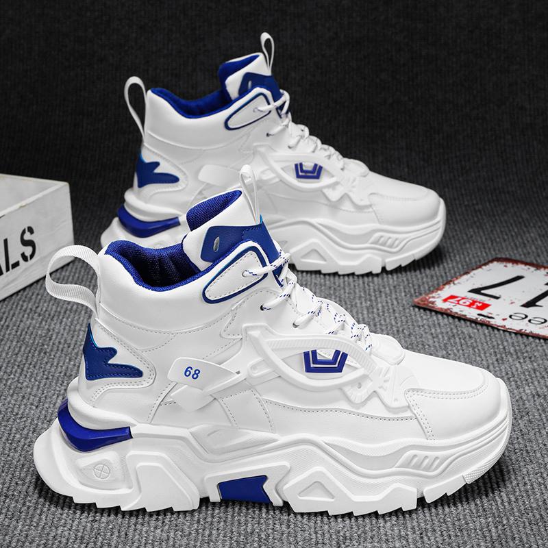 New Men's Fashion Casual High Top Sports Shoes Students Thick Sole Comfortable Sneakers Boys Male Classic Breathable Basketball Shoes