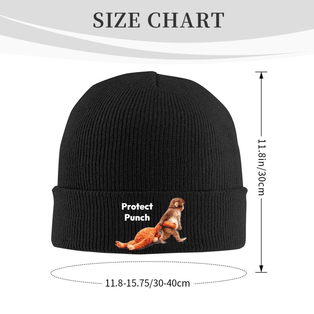 Punch Monkey 2 Mützen Bonnets für Damen Herren Unisex Lustige Hippie Strickmützen Frühling Design Warme Weiche Kappen