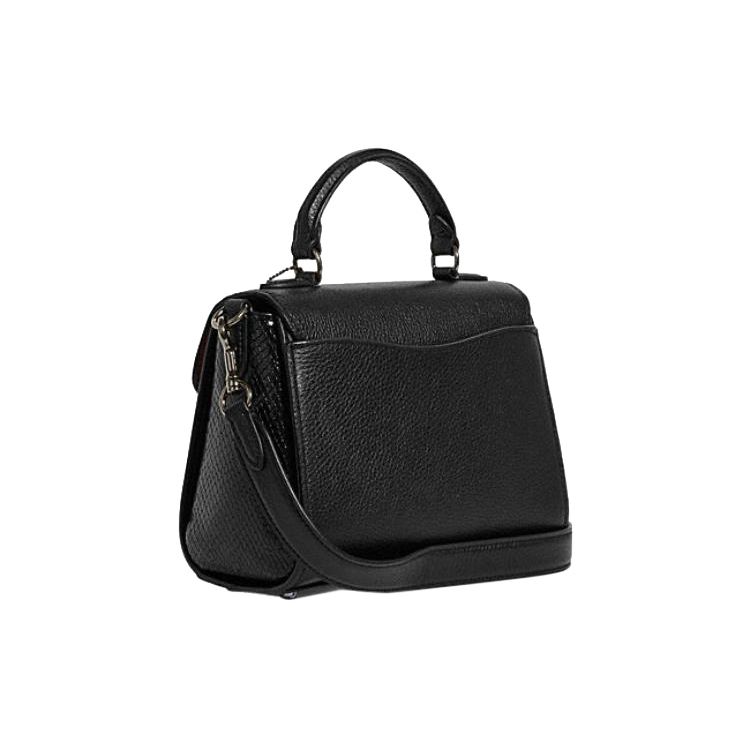 Coach Morgan 21 Removable Shoulder Strap Buckle Closure Leather And Suede Crossbody Bag Small Women Handbags Black CF321-QBM2