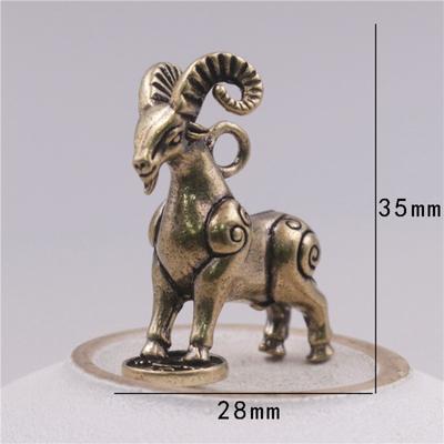 Brass Zodiac Goat Figurine Desktop Ornament Creative Office Decoration Desk Accessory Metal Animal Statue for Home and Workspace Display