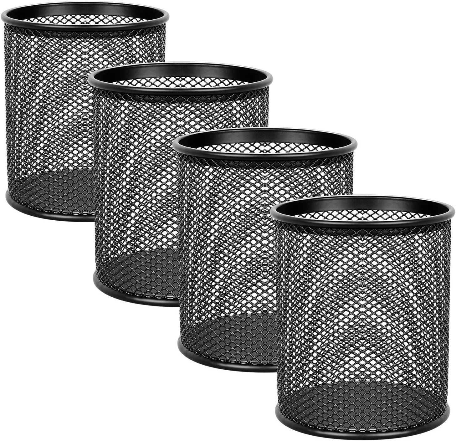 

Metal Mesh Pencil Holder Round Pen Cups For Desk Organizer Classroom Organization Pencil Holders Wire Makeup Brush Holders-4 Pcs