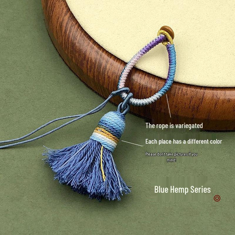 Handwoven Gradient Vajra Knot Tassel Cotton Keychain Pendant Accessory