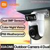 מצלמת חוץ חדשה של שיאומי 4 עדשות כפולות 5MP 3K HD תצוגה כפולה ניטור פנורמי מעקב מקרוב IP66 עמיד בפני מזג אוויר נגד גניבה CN