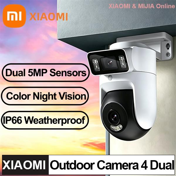 New Xiaomi Outdoor Camera 4 Dual Lens 5MP 3K HD Dual View Monitoring Panoramic Closeup Tracking IP66 Weatherproof AntiTheft CN