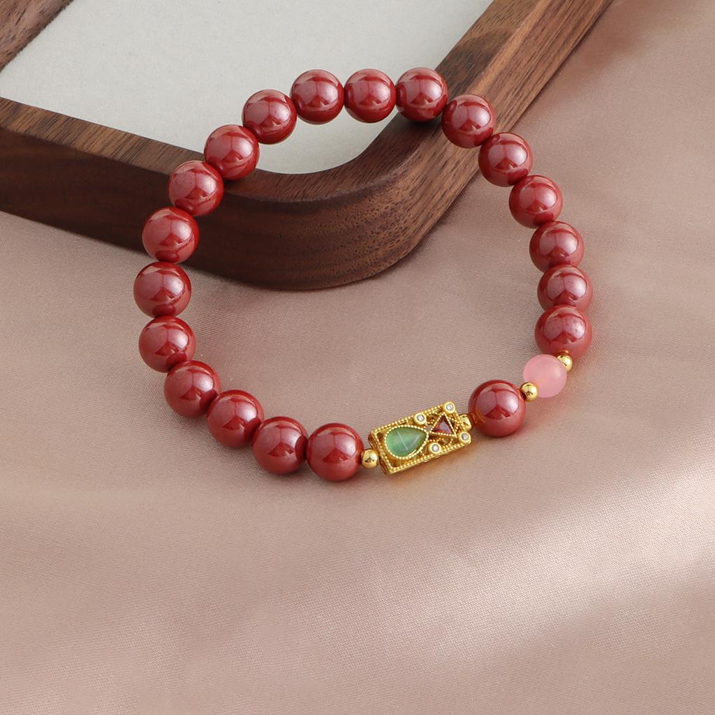 Raw Ore Emperor Sand Single Ring Bracelet Fugui Bamboo Transfer Beads Freshwater Pearl Bracelet Purple Gold Sand Natal Year