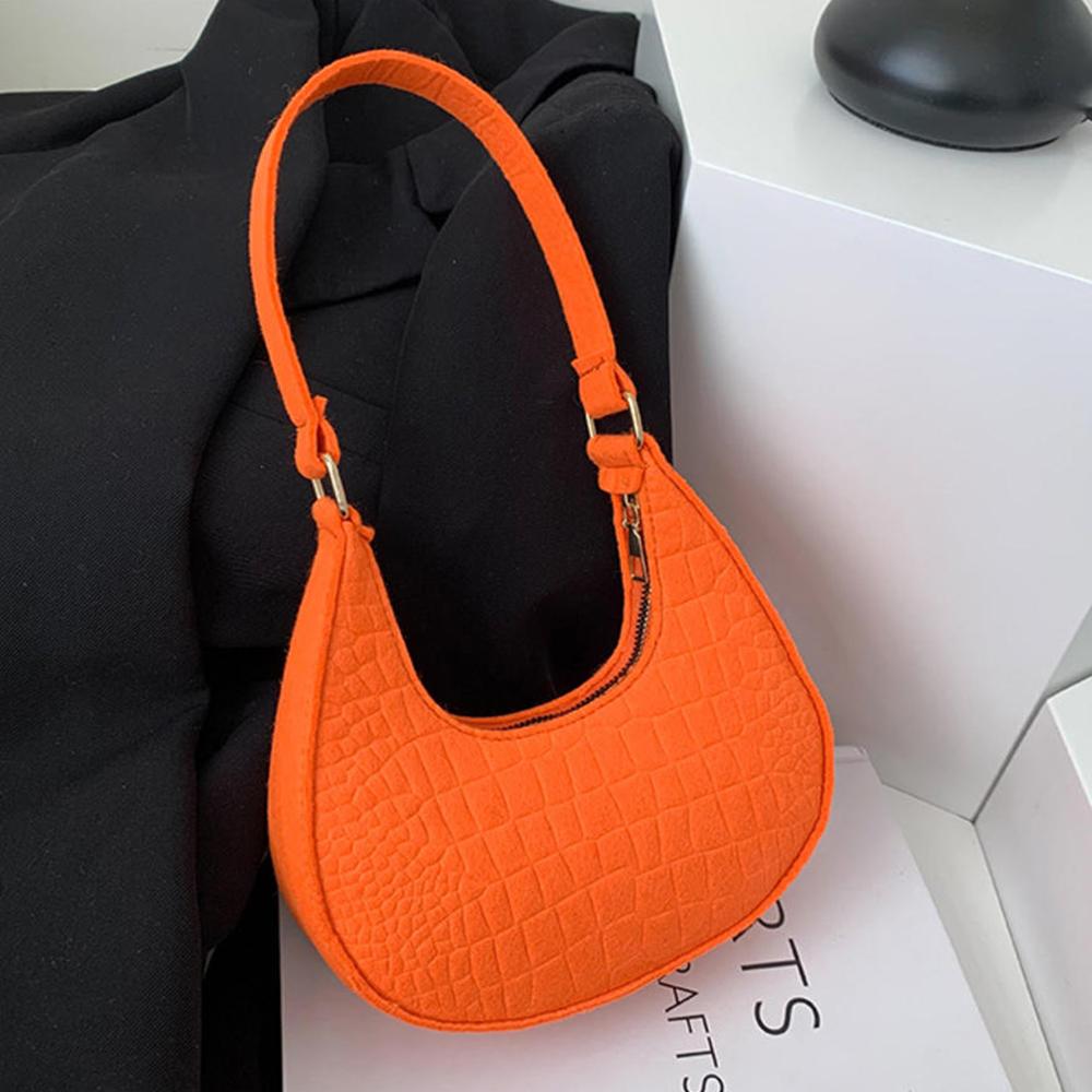 Fashi Felt Cloth Pattern Shoulder Bags For Women Small Handle Underarm Bag Clutch Luxury Solid Color Female Handbag With Purse